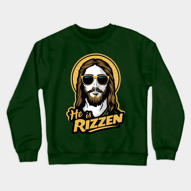 HE IS RIZZEN FUNNY JESUS Crewneck Sweatshirt by WeirdFlex